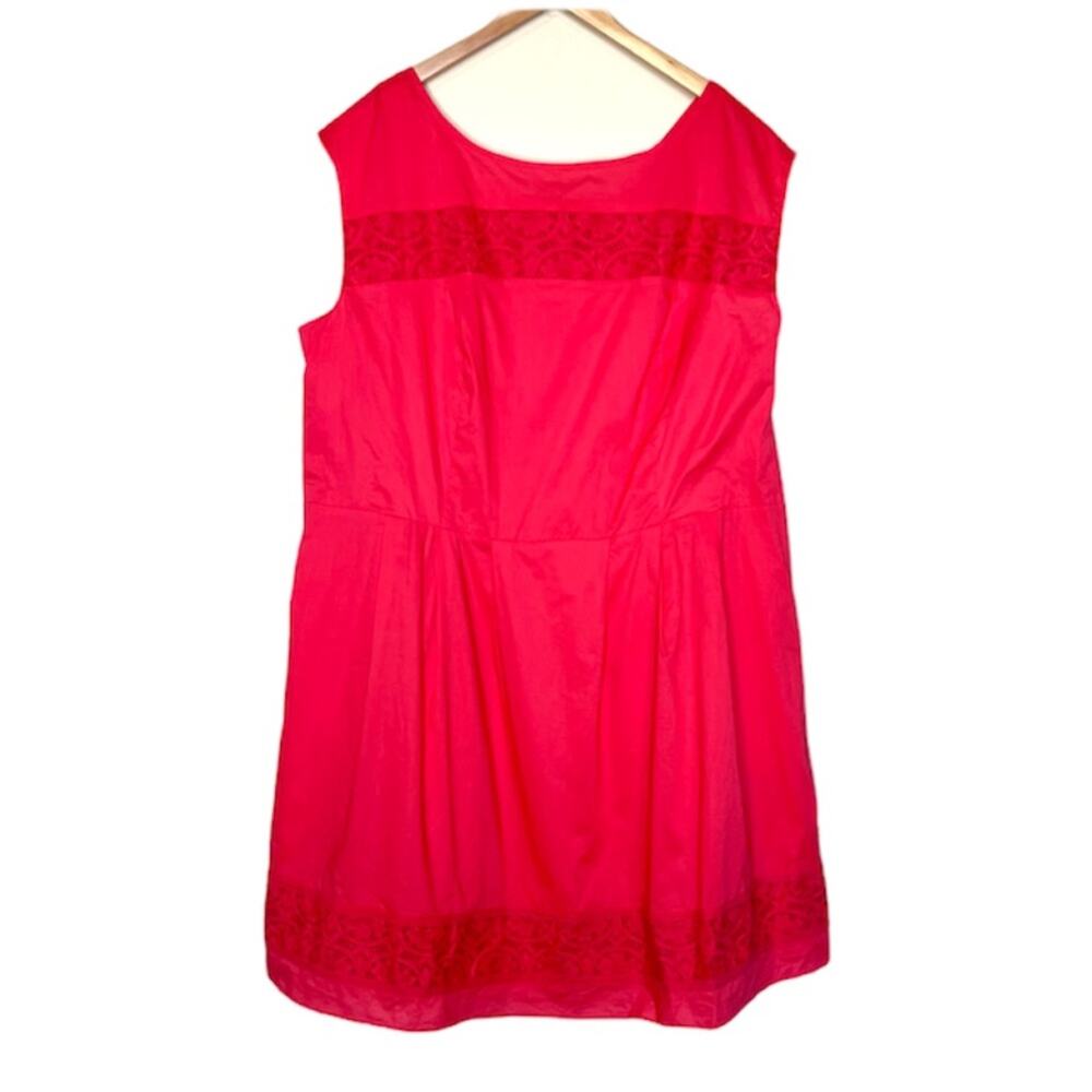 Isaac Mizrahi coral 100% cotton crochet lace fit and flare sleeveless dress 3X